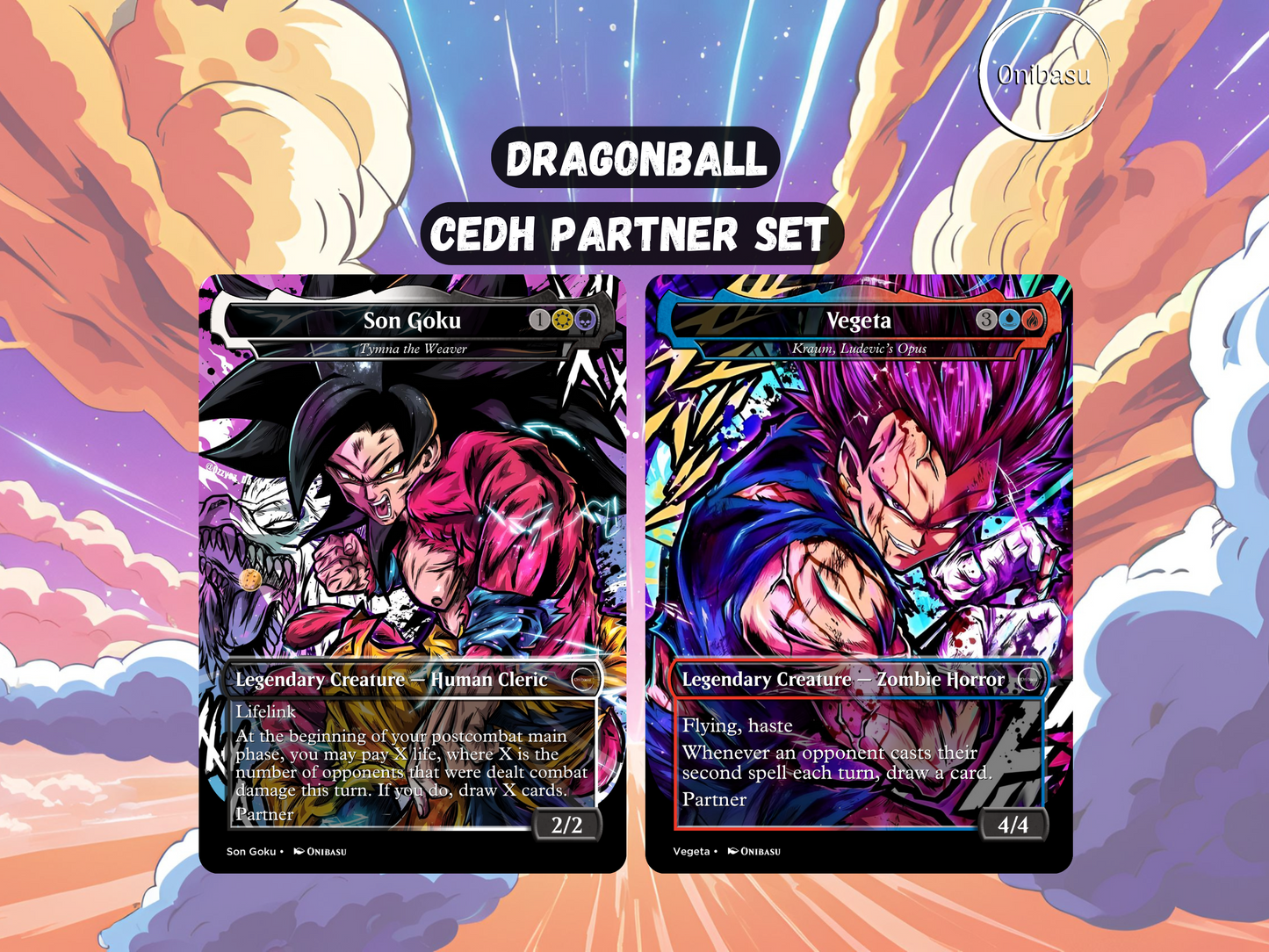 Son Goku and Vegeta (Tymna+Kraum) Set - 2 MTG Proxy Cards