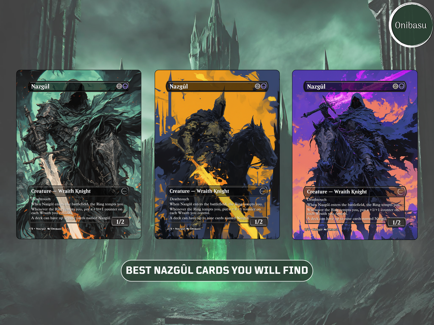 Nazgûl Lord of the Rings Set - 9 MTG Proxy Cards + Bonus Token
