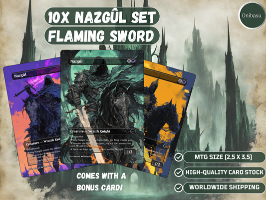 Nazgûl Lord of the Rings Set - 9 MTG Proxy Cards + Bonus Token