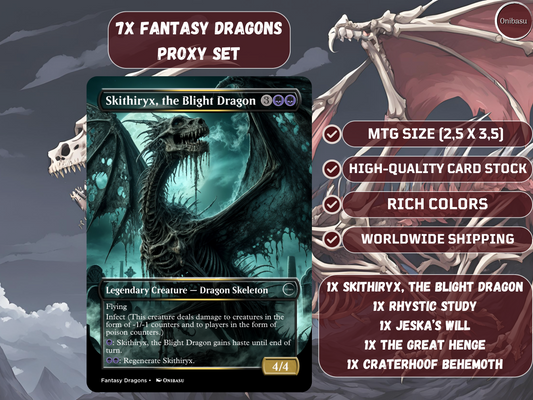 Dark Fantasy Dragon Set - 7 MTG Proxy Cards