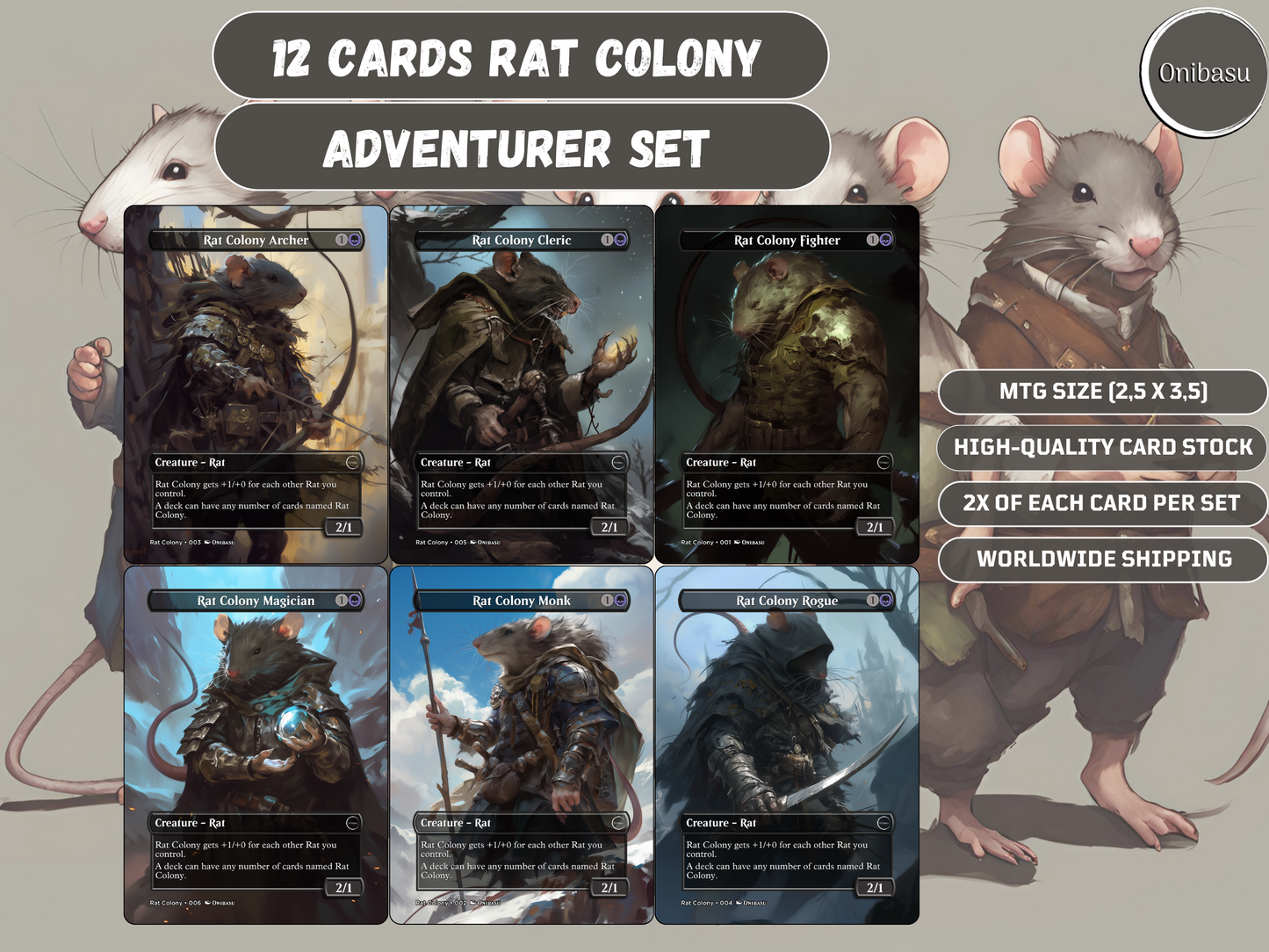 Rat Colony Adventurer Party Set - 6 MTG Proxy Cards