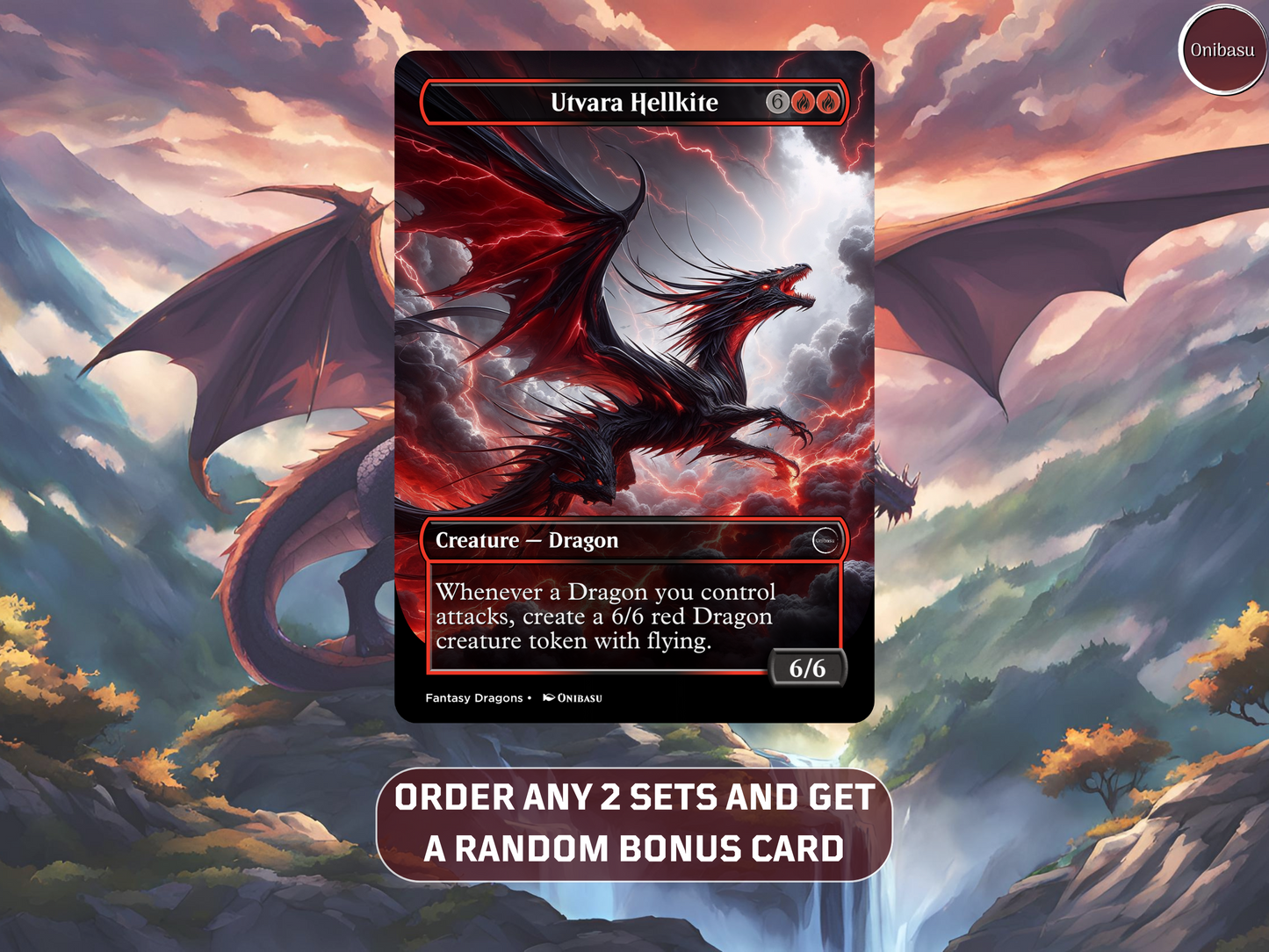 Dark Fantasy Dragon Set - 7 MTG Proxy Cards