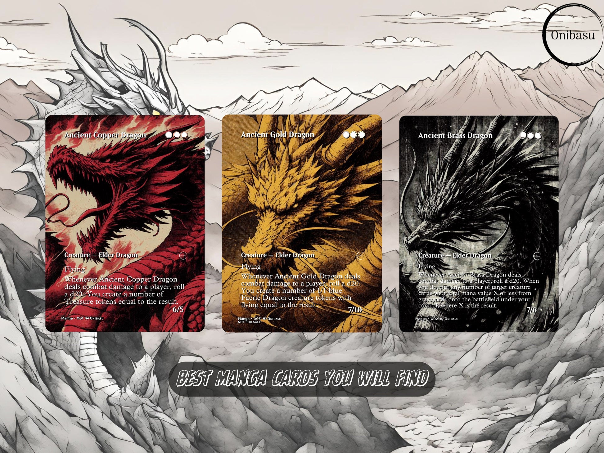 Fantasy Manga Art Proxy Cards for MTG - Set of 10, Demon and Dragon Theme