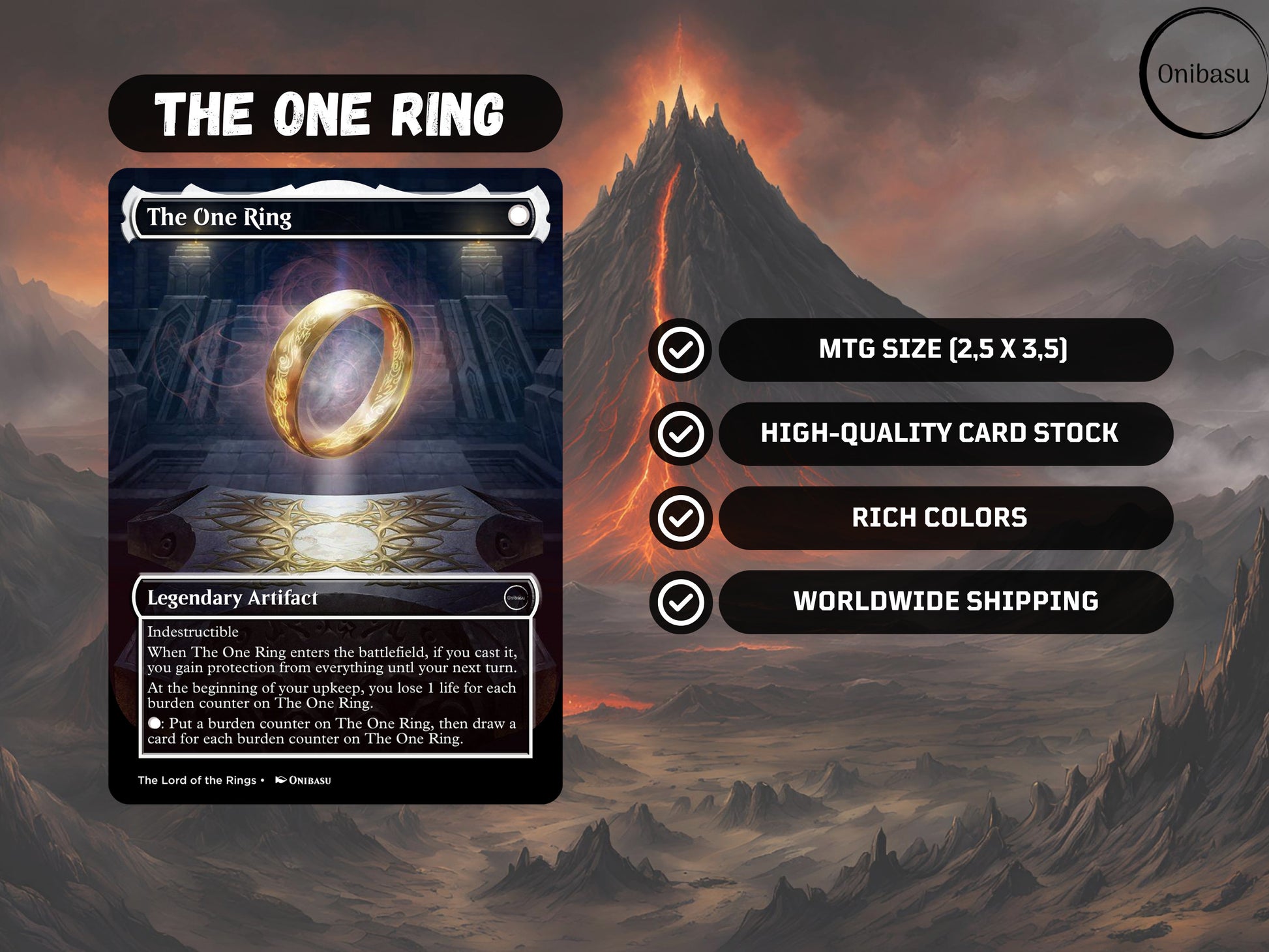 The One Ring Fantasy Lord of the Rings MTG Proxy Card