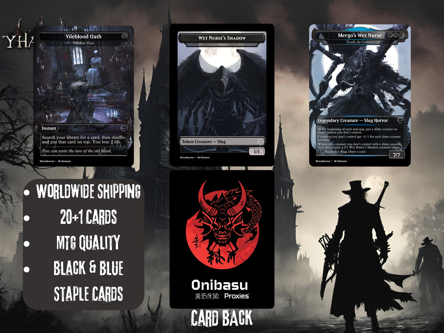 Bloodborne Fullart MTG CEDH Staple Proxy Card Set - 20 Cards + 1 Token