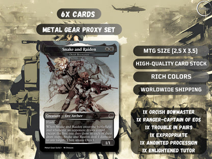 Metal Gear Solid Proxy Card Set for MTG - 6 Card Alter Collection