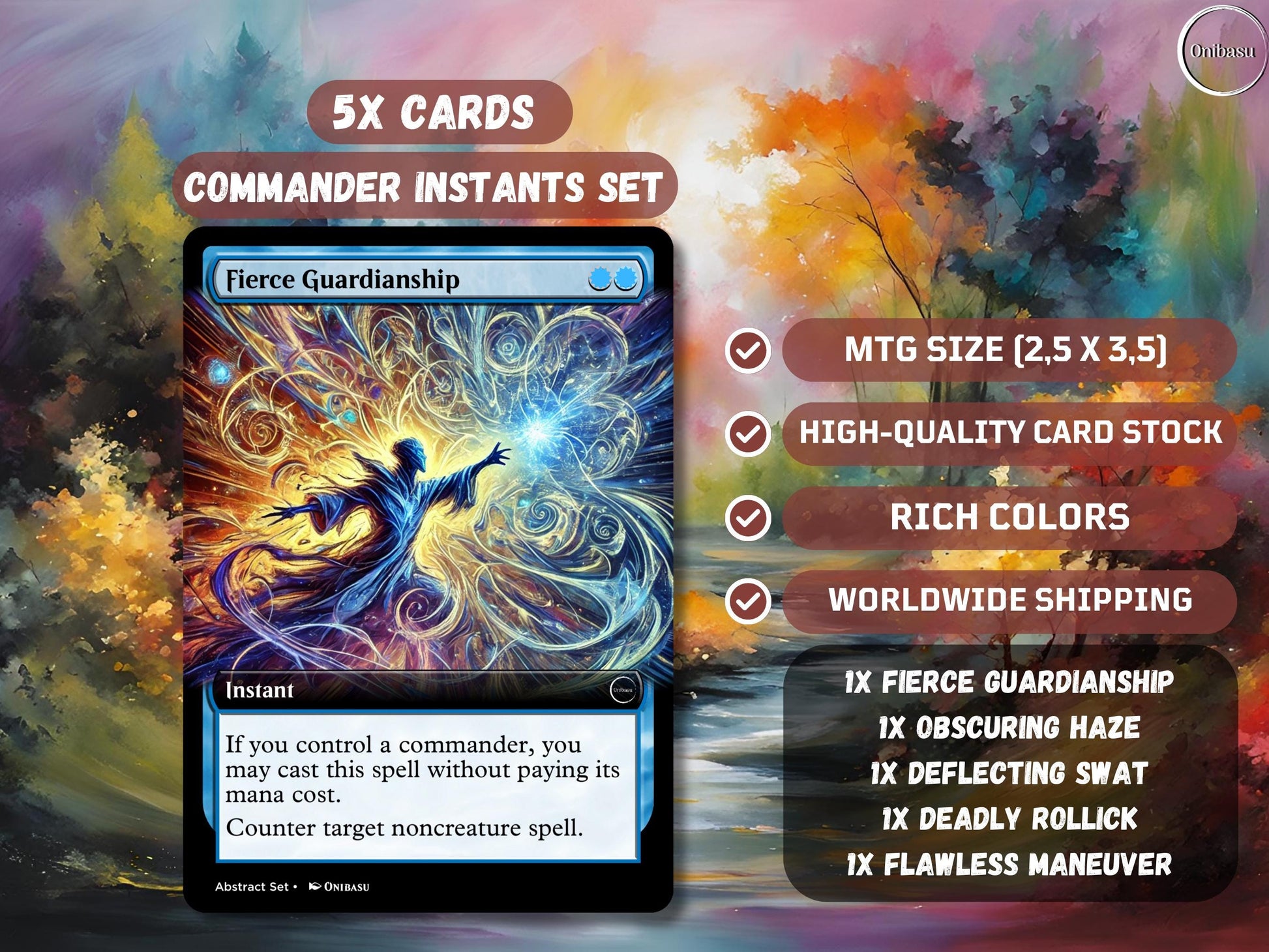 MTG Commander Instant Staples Set - 5 Artistic Painting Proxy Cards