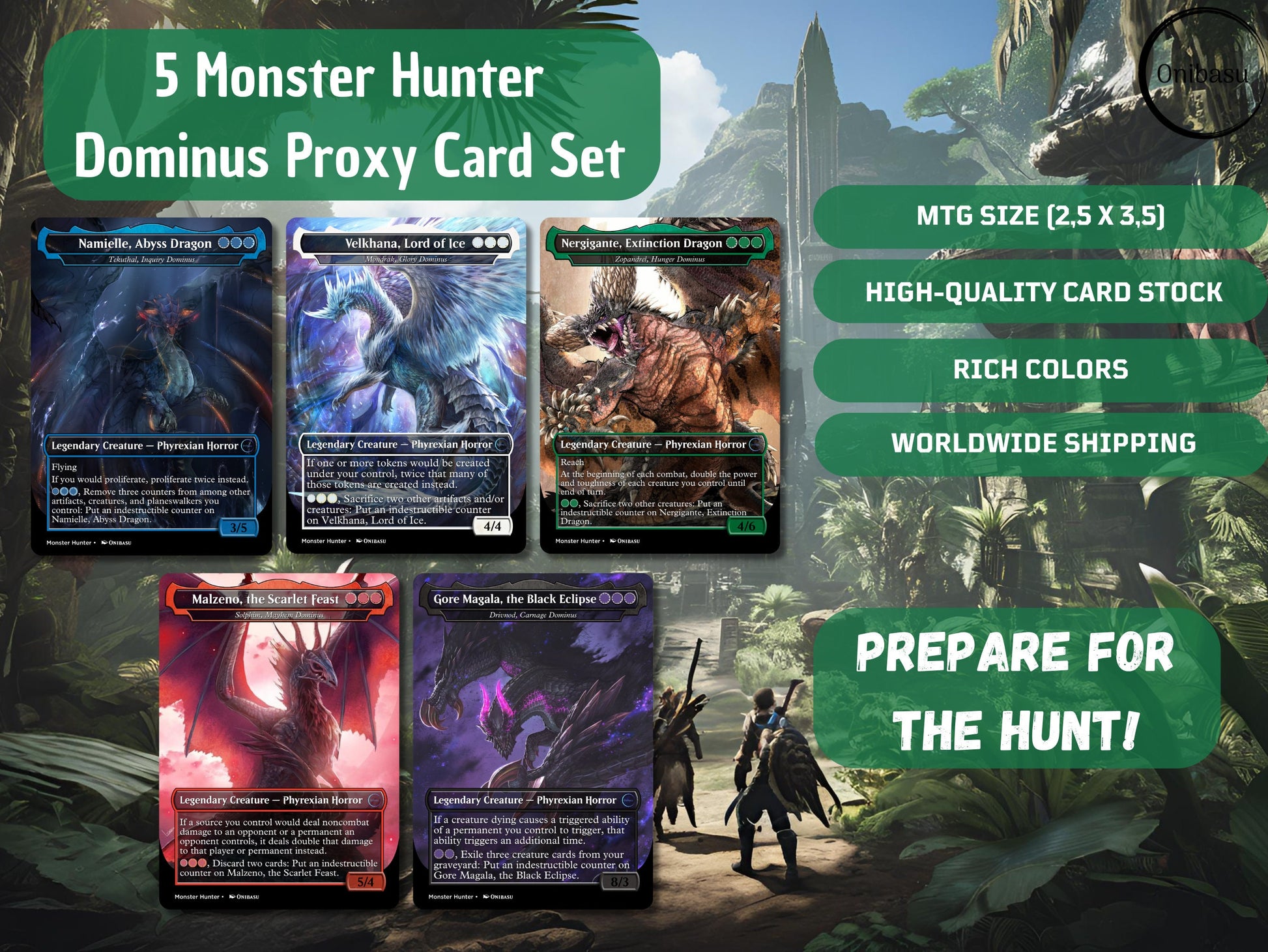 Monster Hunter Dominus Altered Art Cards | Set of 5 MTG Proxies