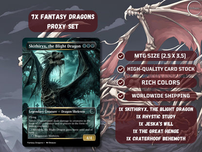 Dark Fantasy Dragon MTG Proxy Set: 7 Cards for Magic the Gathering Collectors