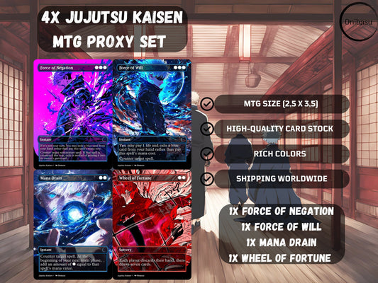 4 Cards Jujutsu Kaisen Proxy Staple Card Set - Alters for Magic the Gathering